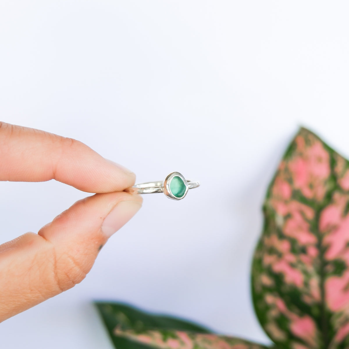 Teal Sea Glass Ring | T