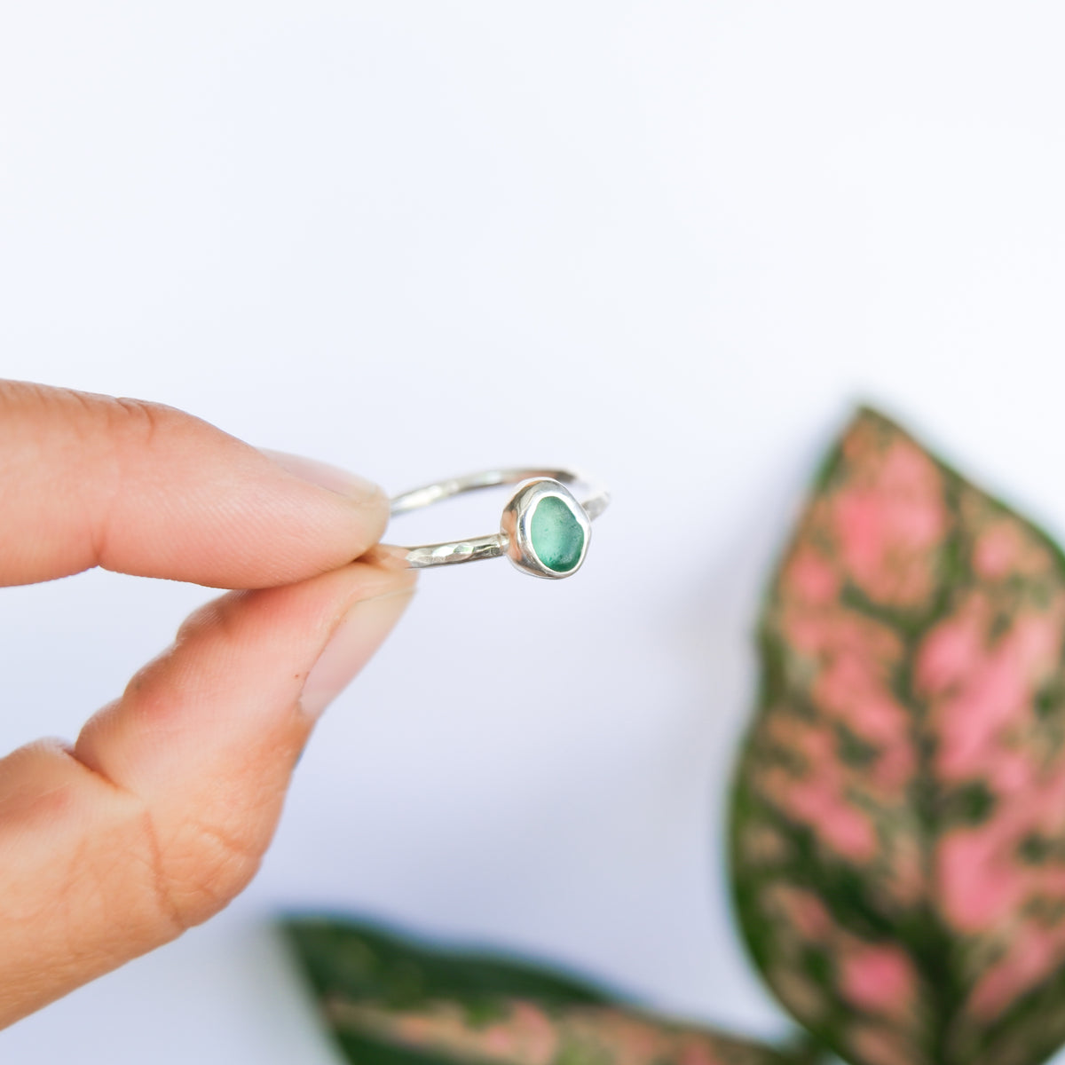 Teal Sea Glass Ring | T