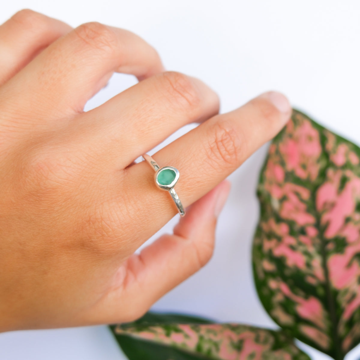 Teal Sea Glass Ring | T