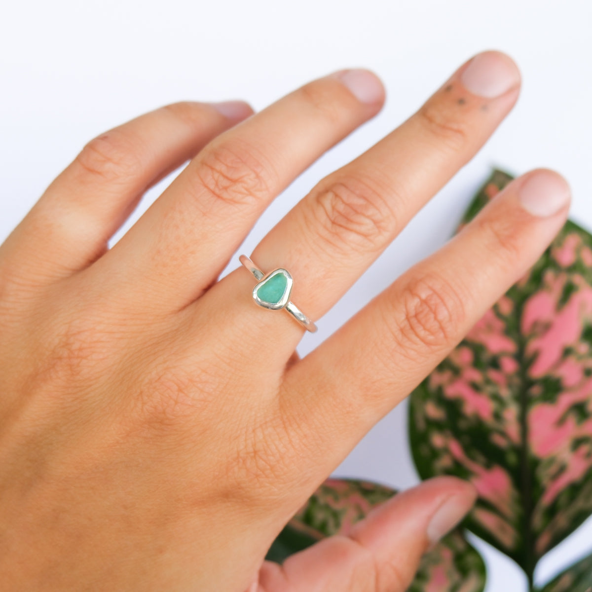 Teal Sea Glass Ring | P