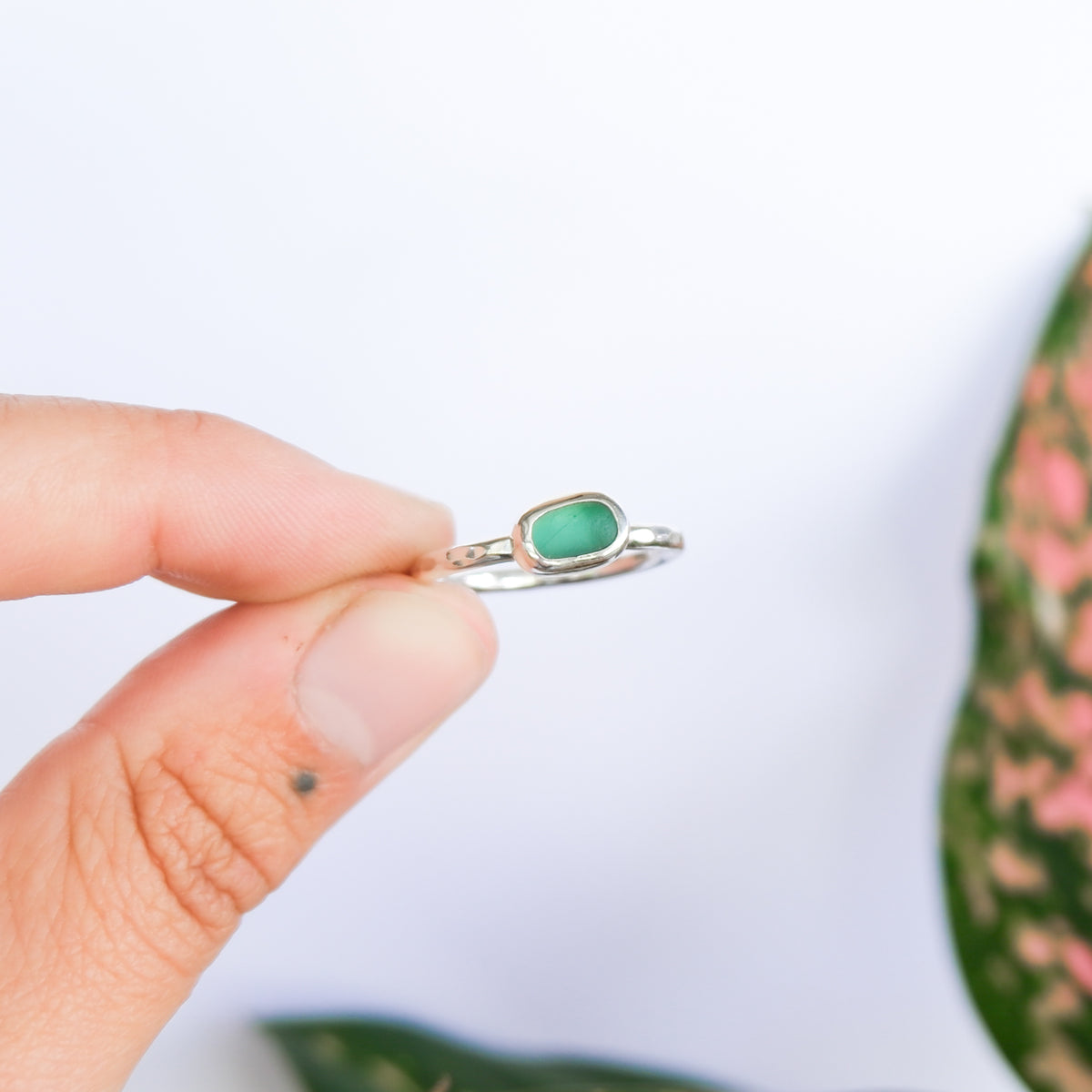 Teal Sea Glass Ring | O