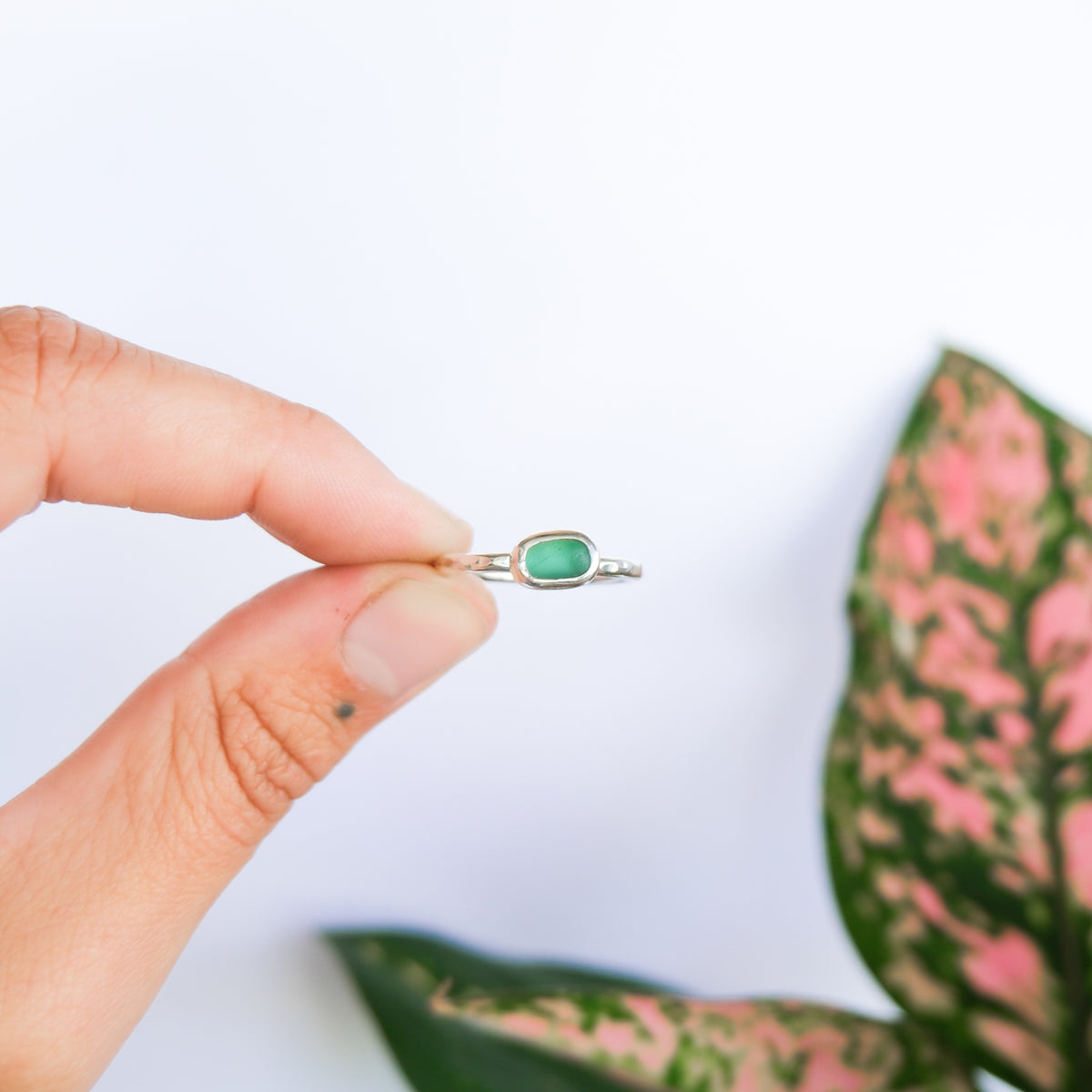 Teal Sea Glass Ring | O