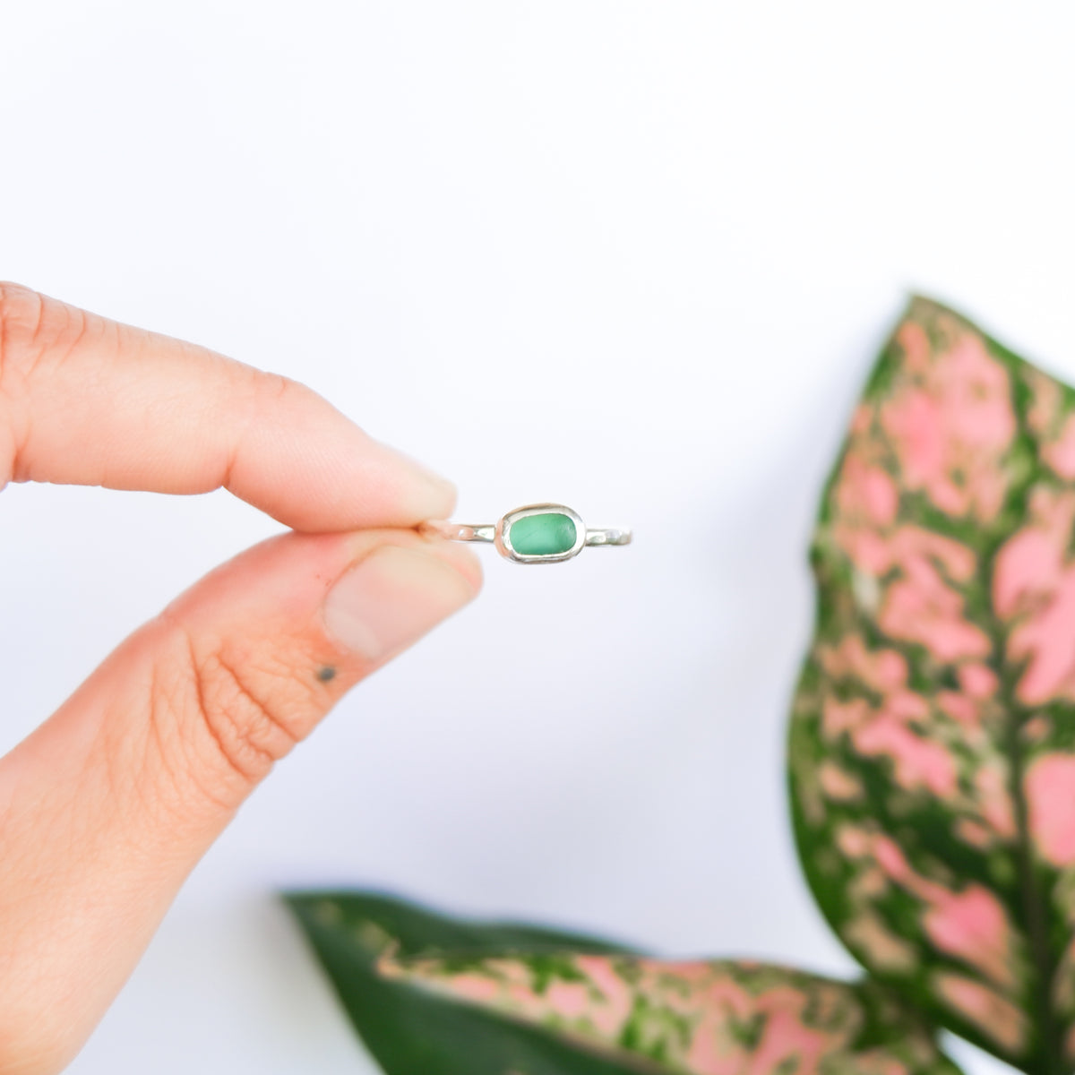 Teal Sea Glass Ring | O