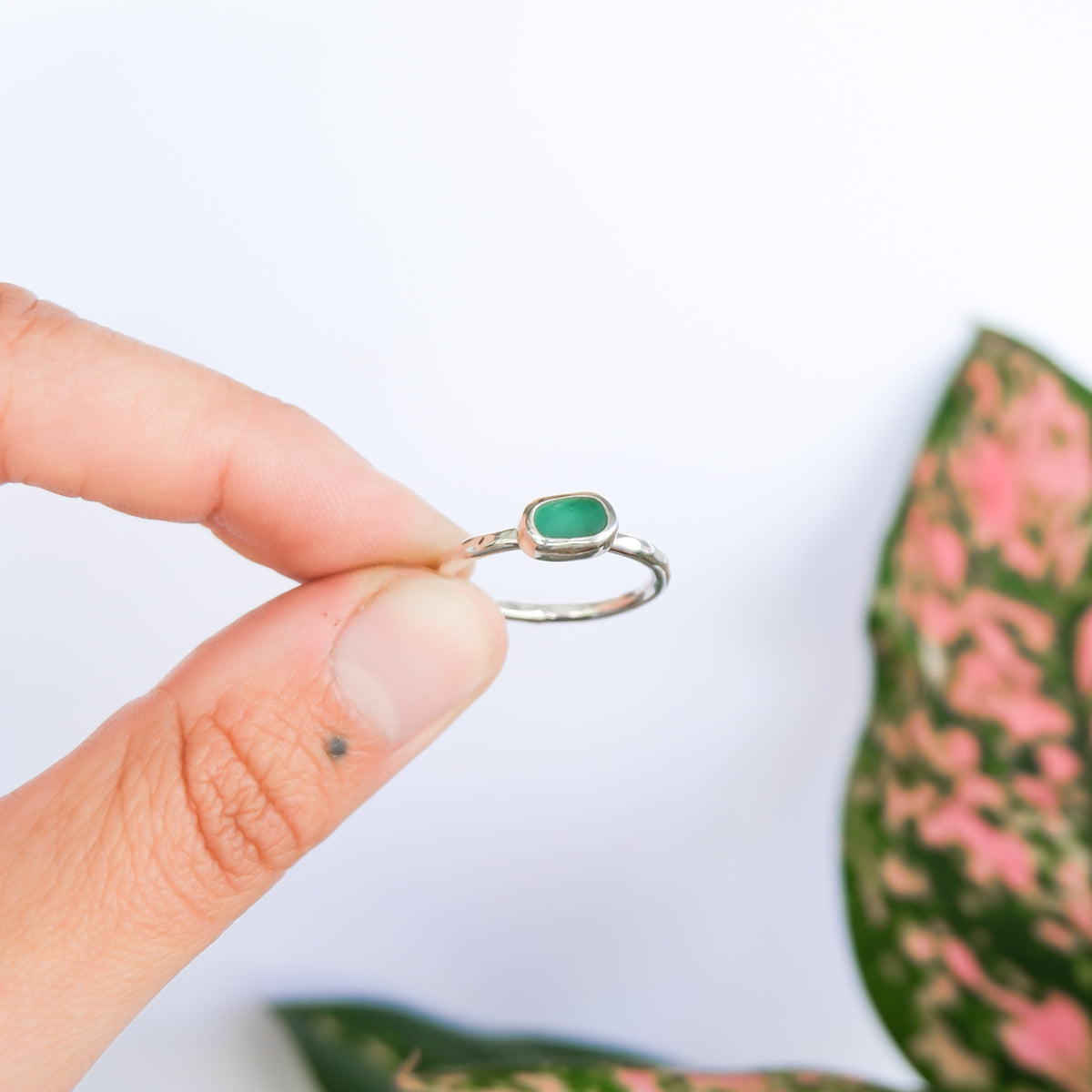 Teal Sea Glass Ring | O