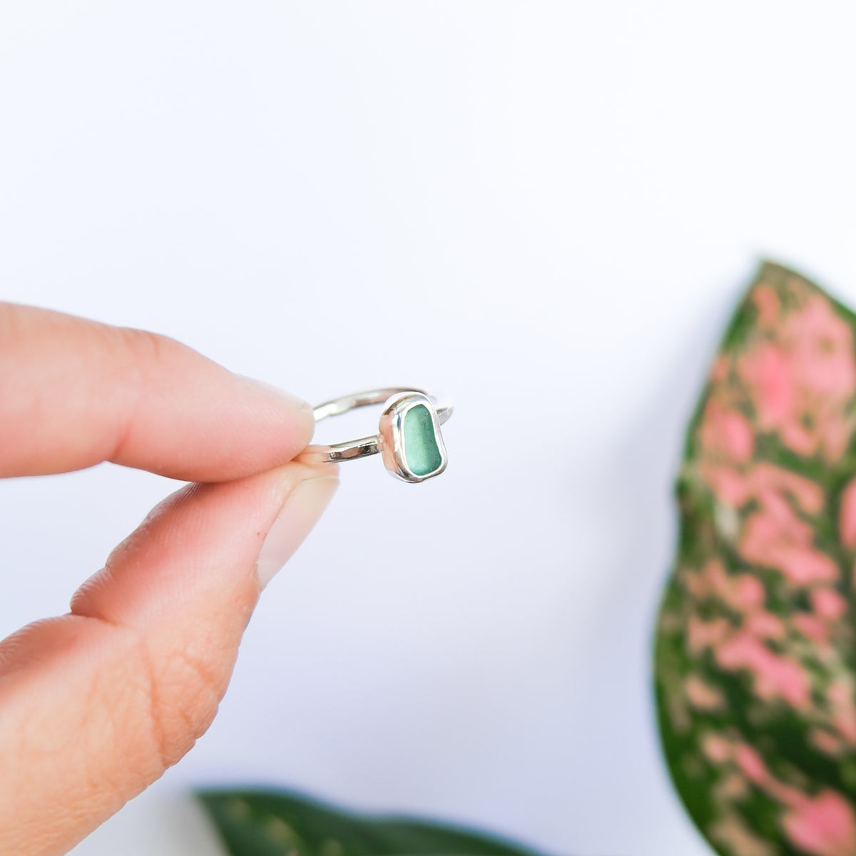 Teal Sea Glass Ring | K
