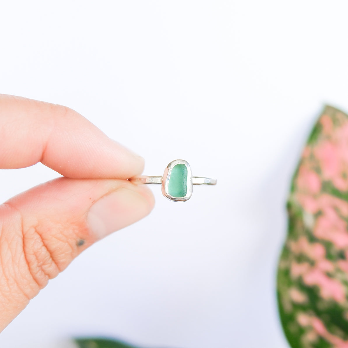Teal Sea Glass Ring | K