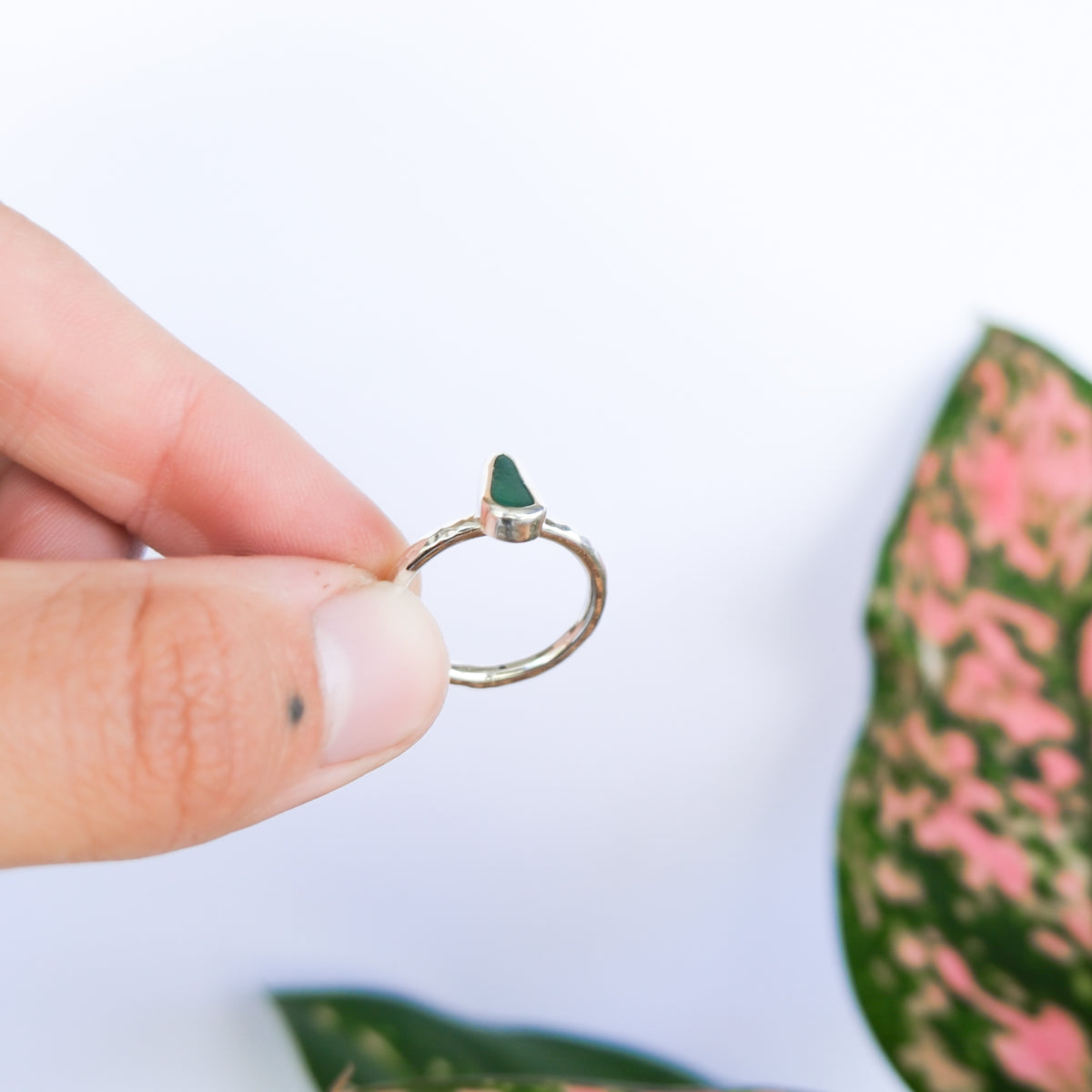 Teal Sea Glass Ring | L
