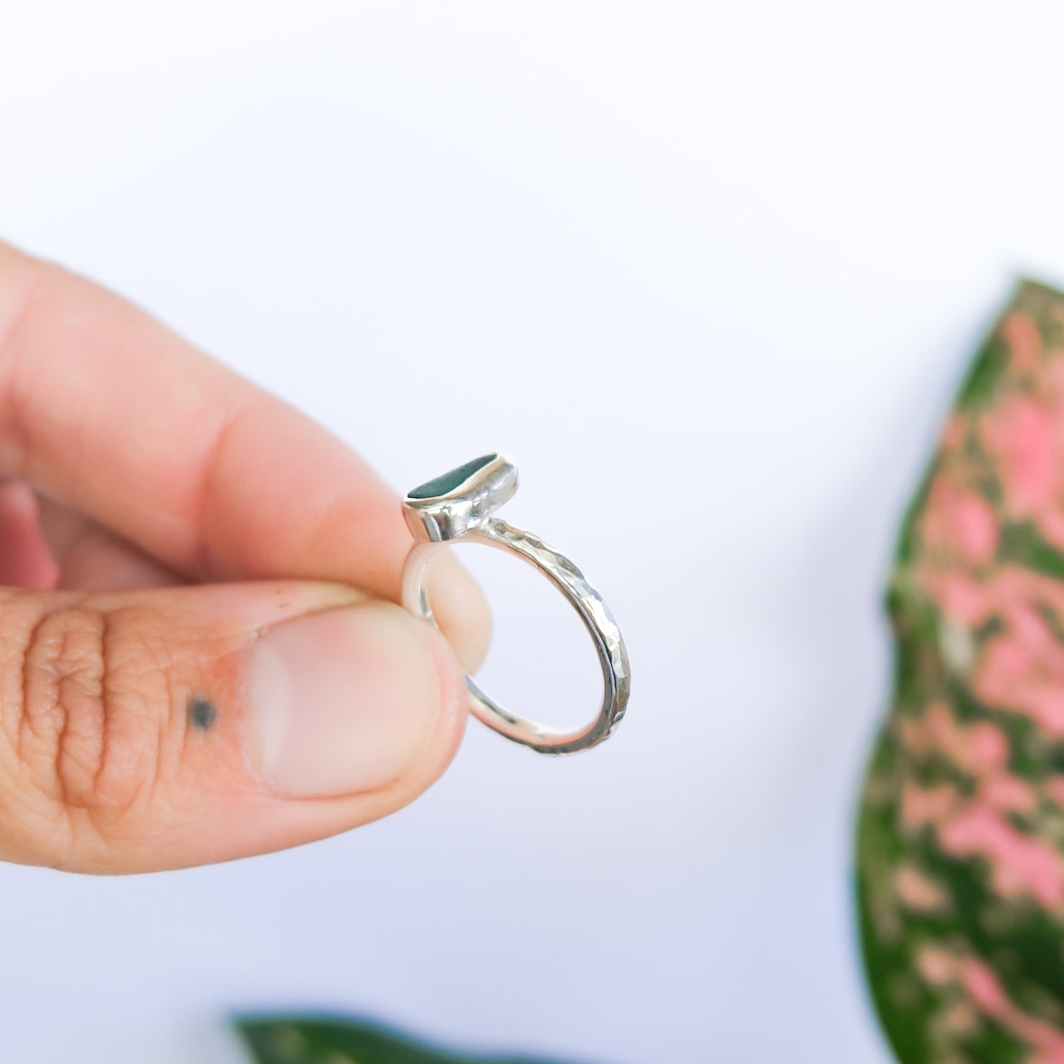 Teal Sea Glass Ring | L