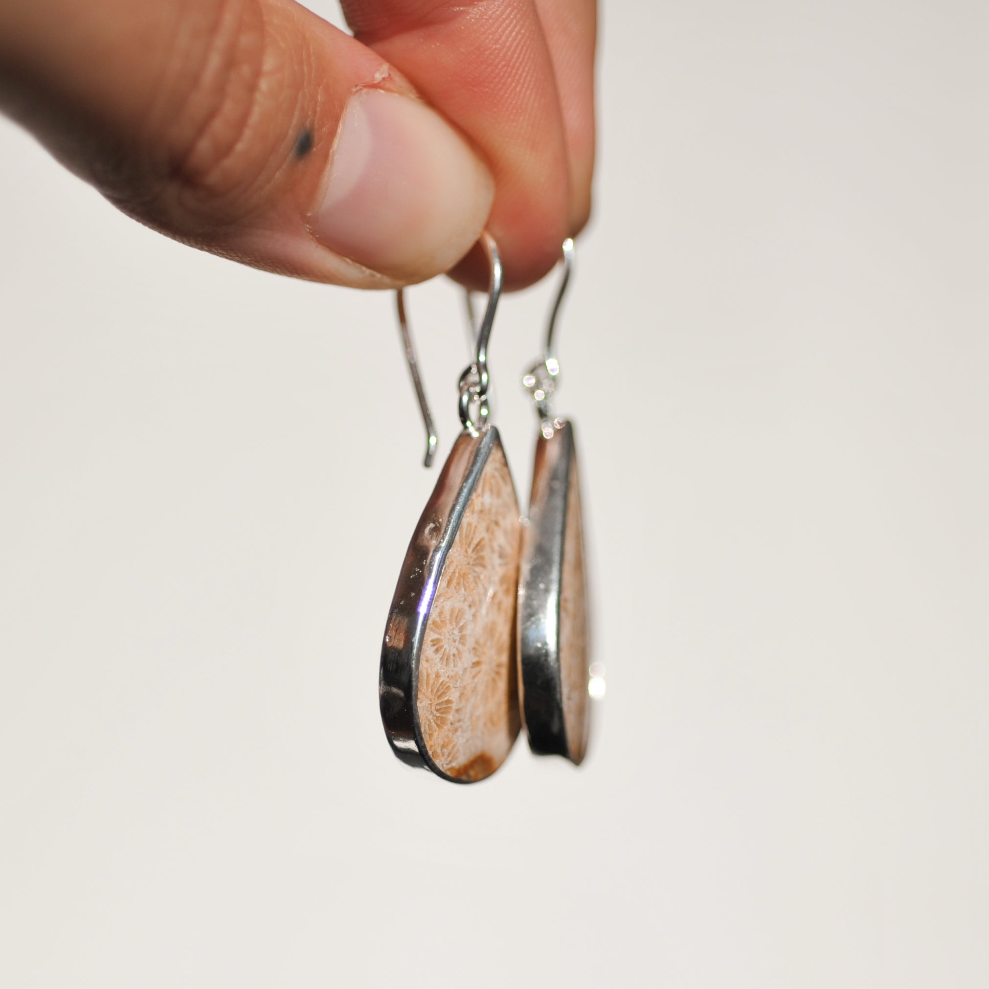 Fossilised Coral Earrings