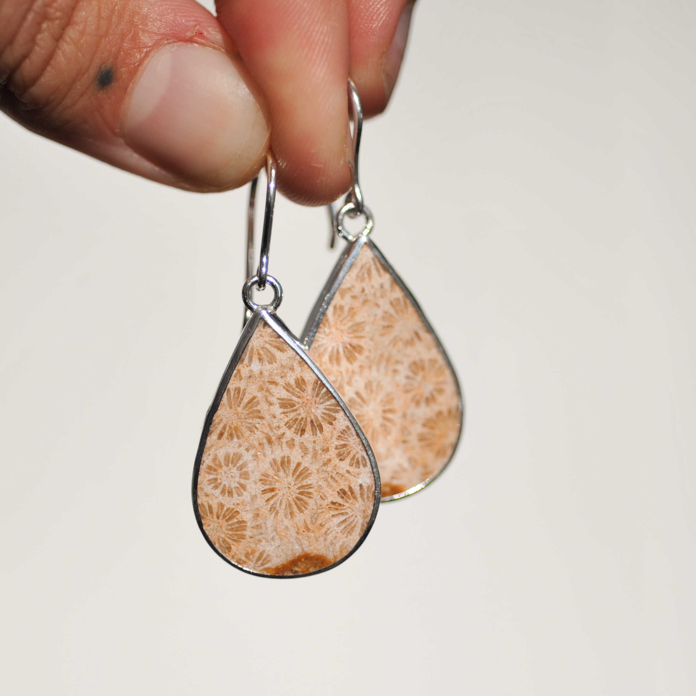 Fossilised Coral Earrings
