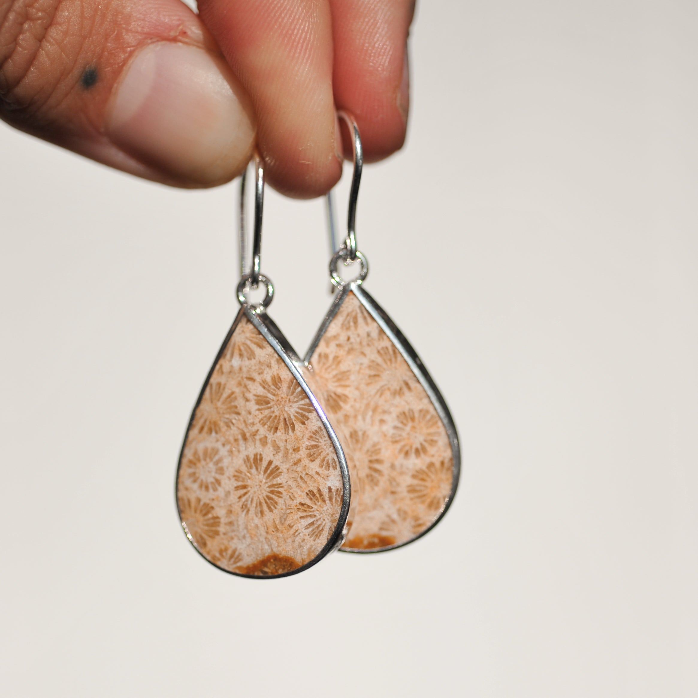 Fossilised Coral Earrings