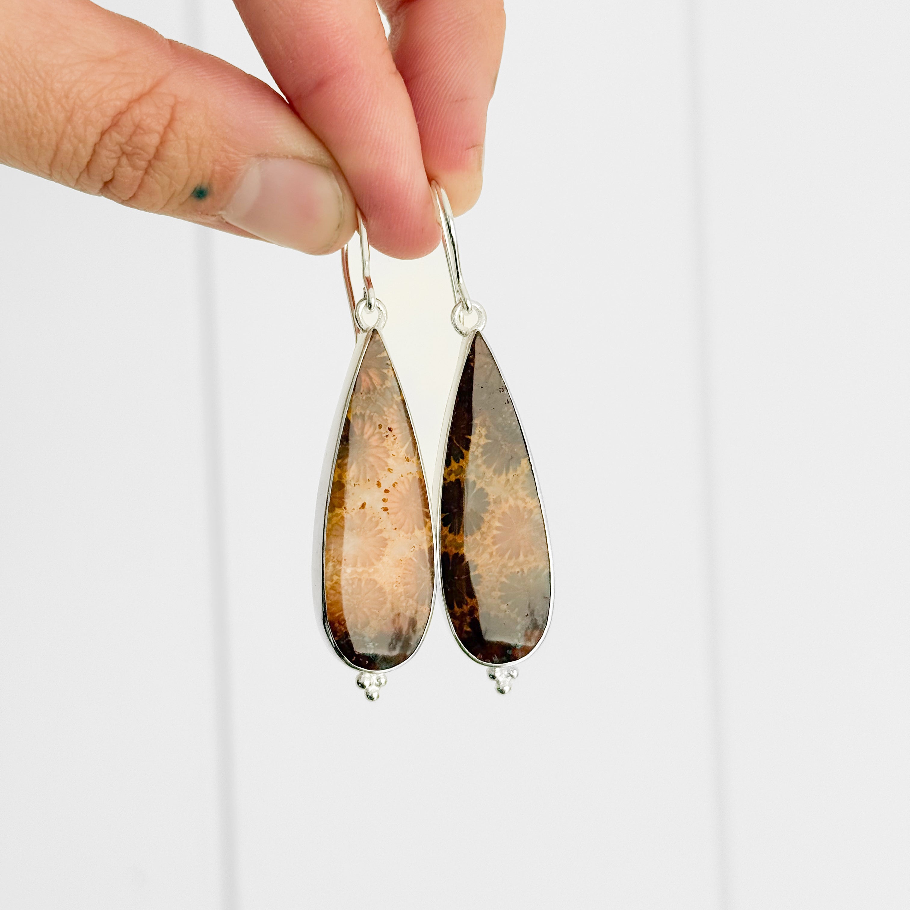 Fossilised Coral Earrings
