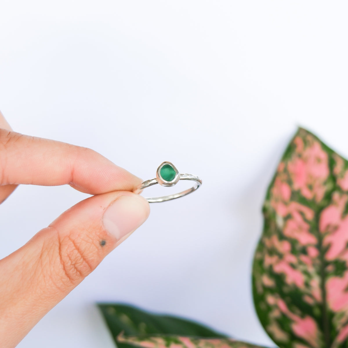 Teal Sea Glass Ring | T