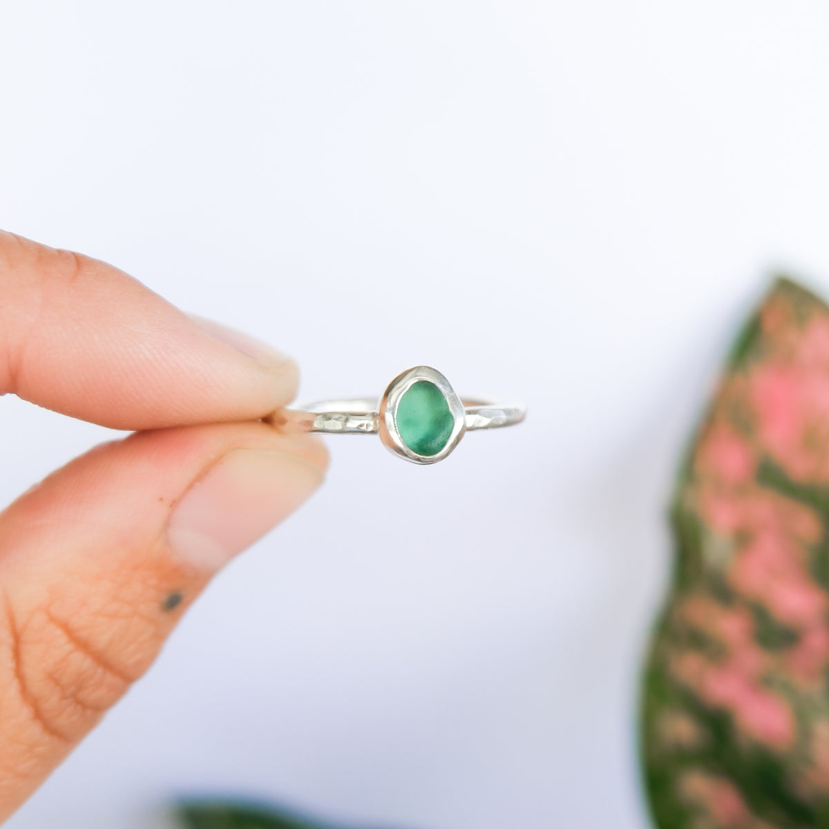 Teal Sea Glass Ring | T