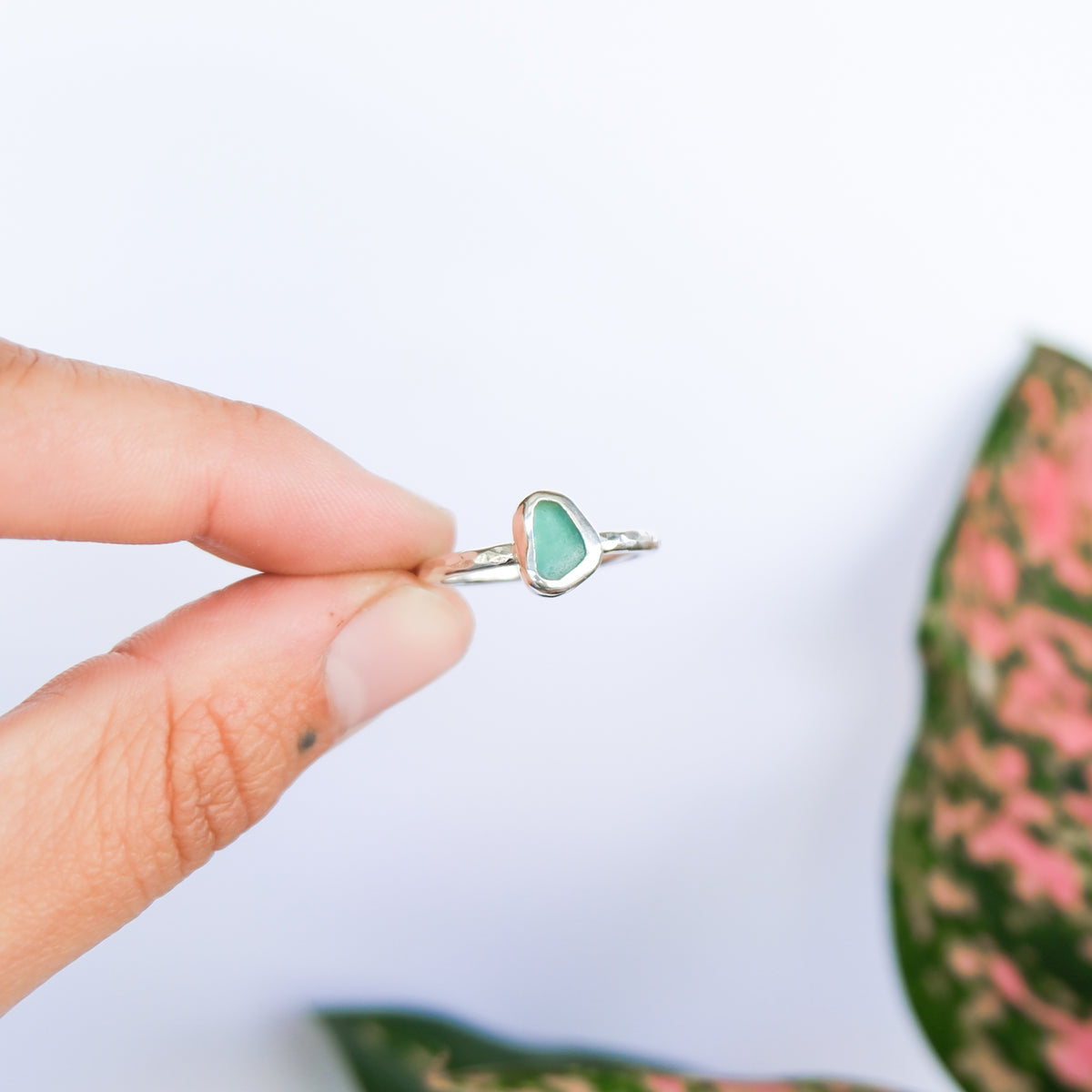Teal Sea Glass Ring | P