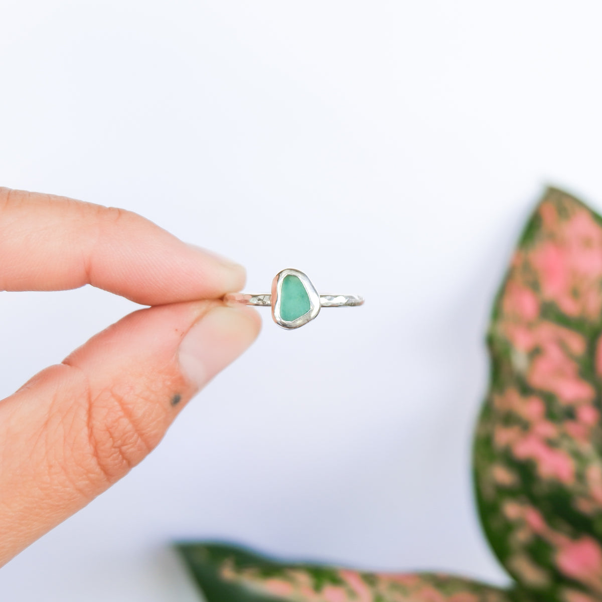 Teal Sea Glass Ring | P