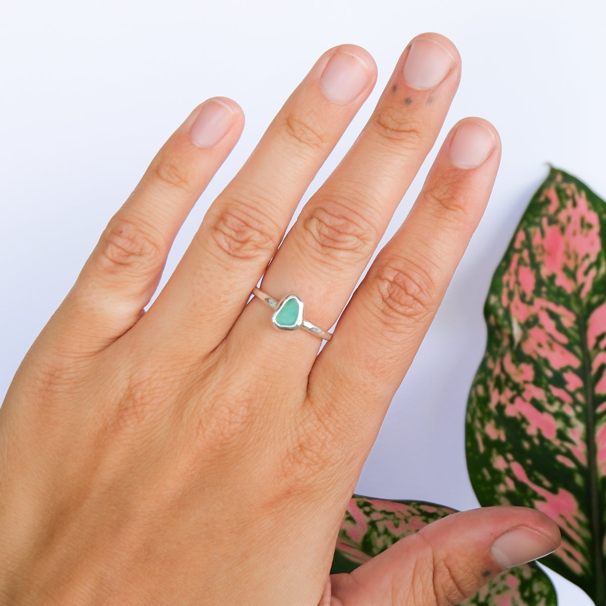 Teal Sea Glass Ring | P