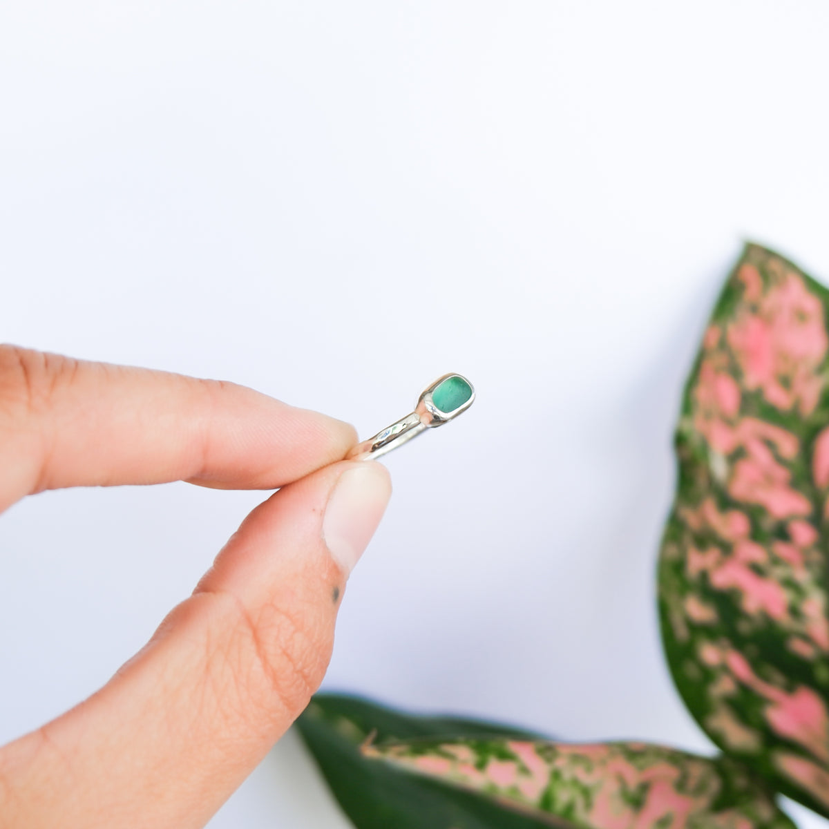 Teal Sea Glass Ring | O
