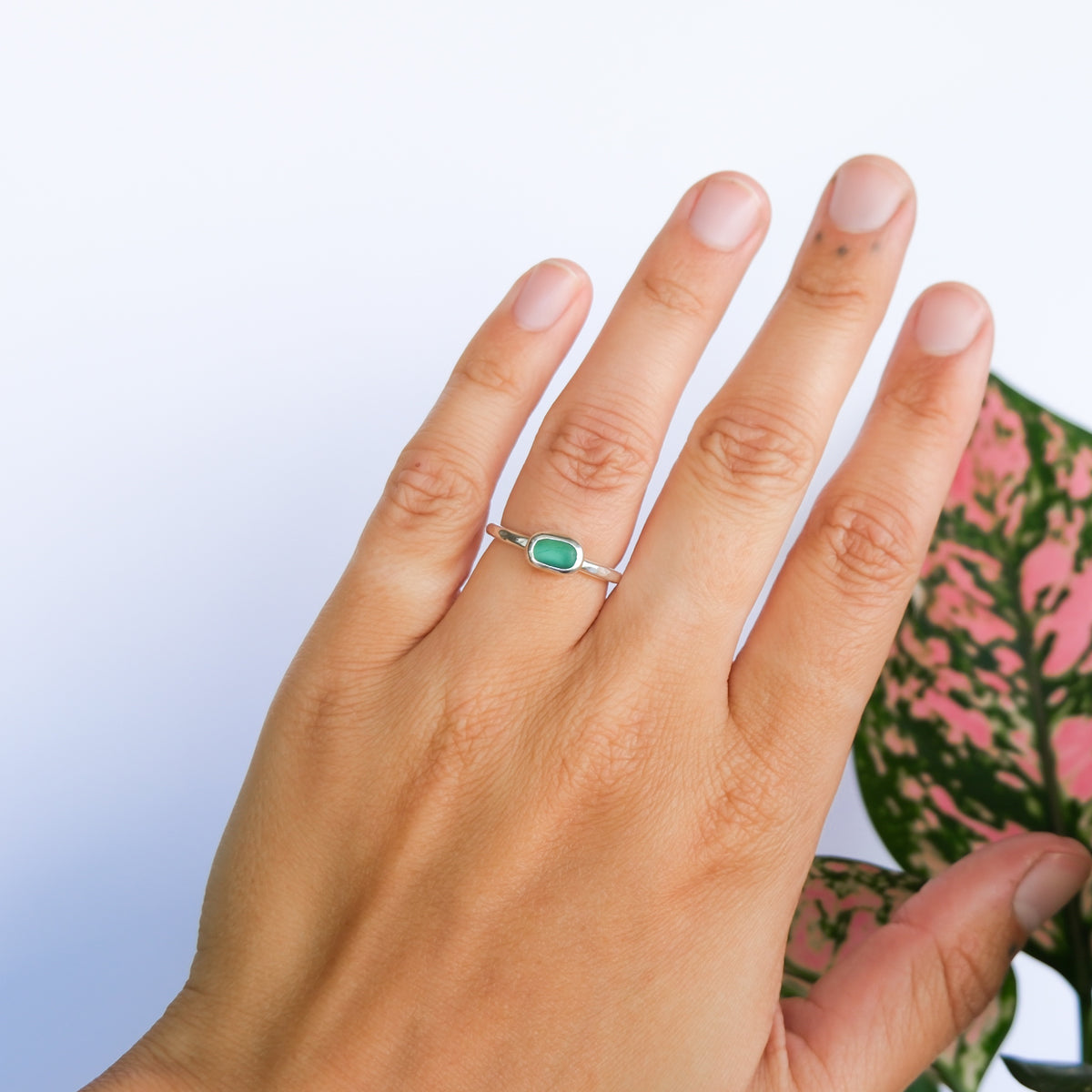 Teal Sea Glass Ring | O
