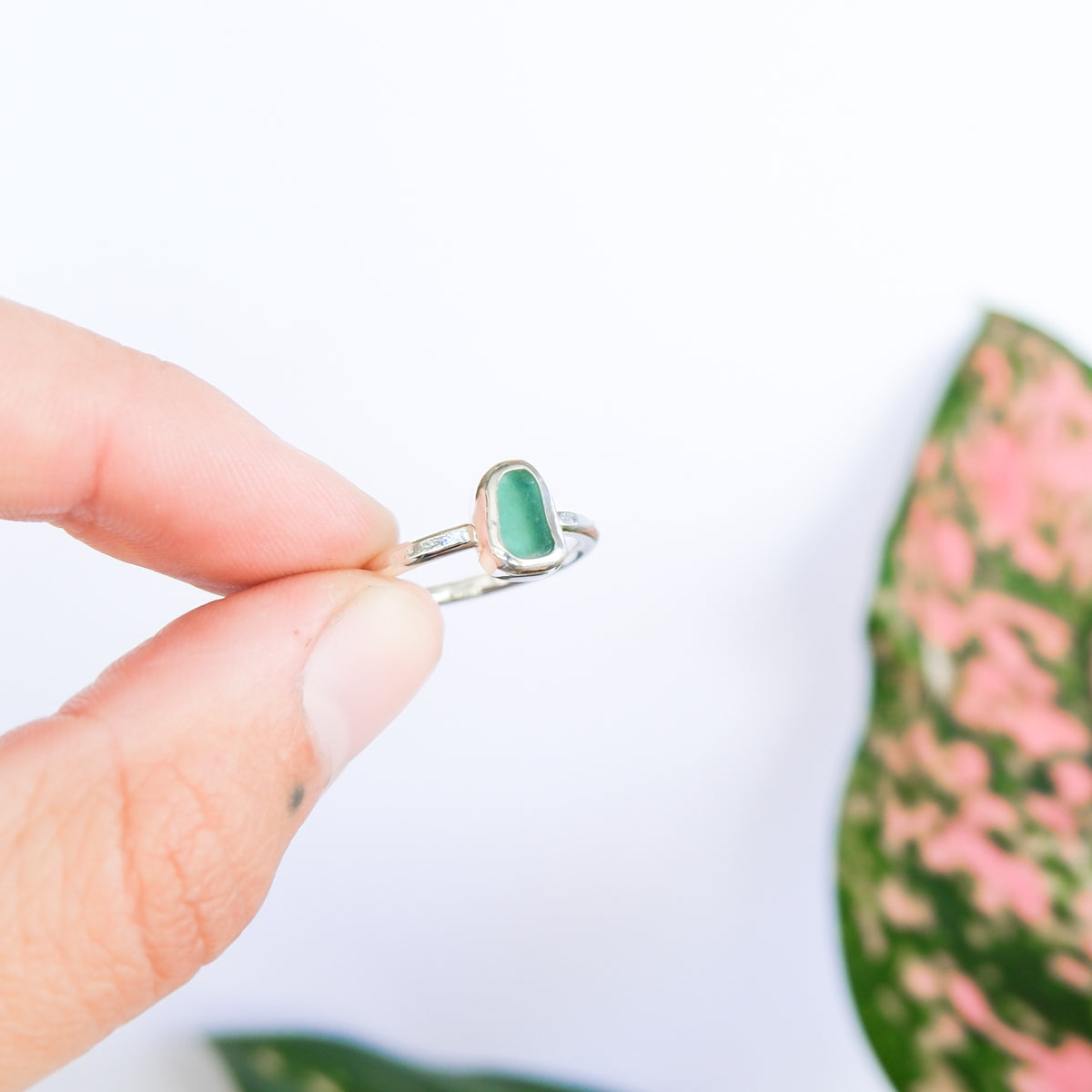 Teal Sea Glass Ring | K