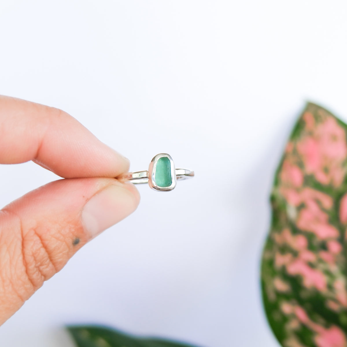Teal Sea Glass Ring | K