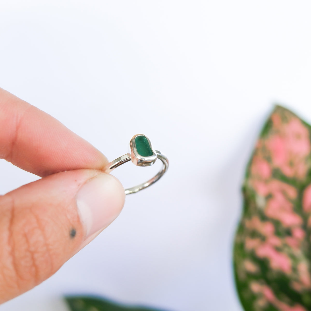 Teal Sea Glass Ring | K