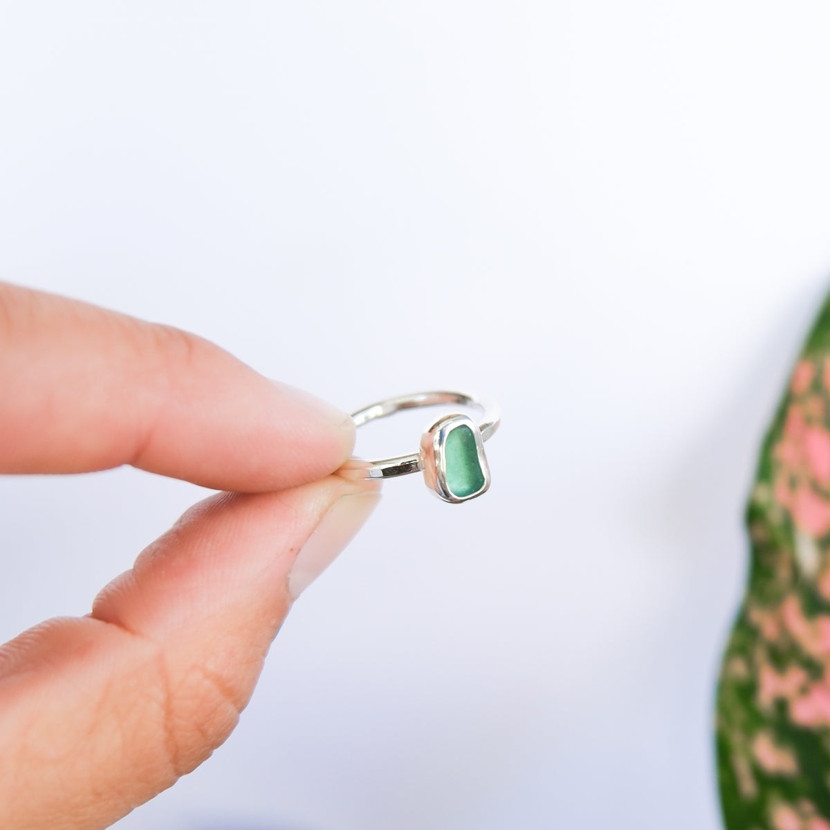 Teal Sea Glass Ring | K