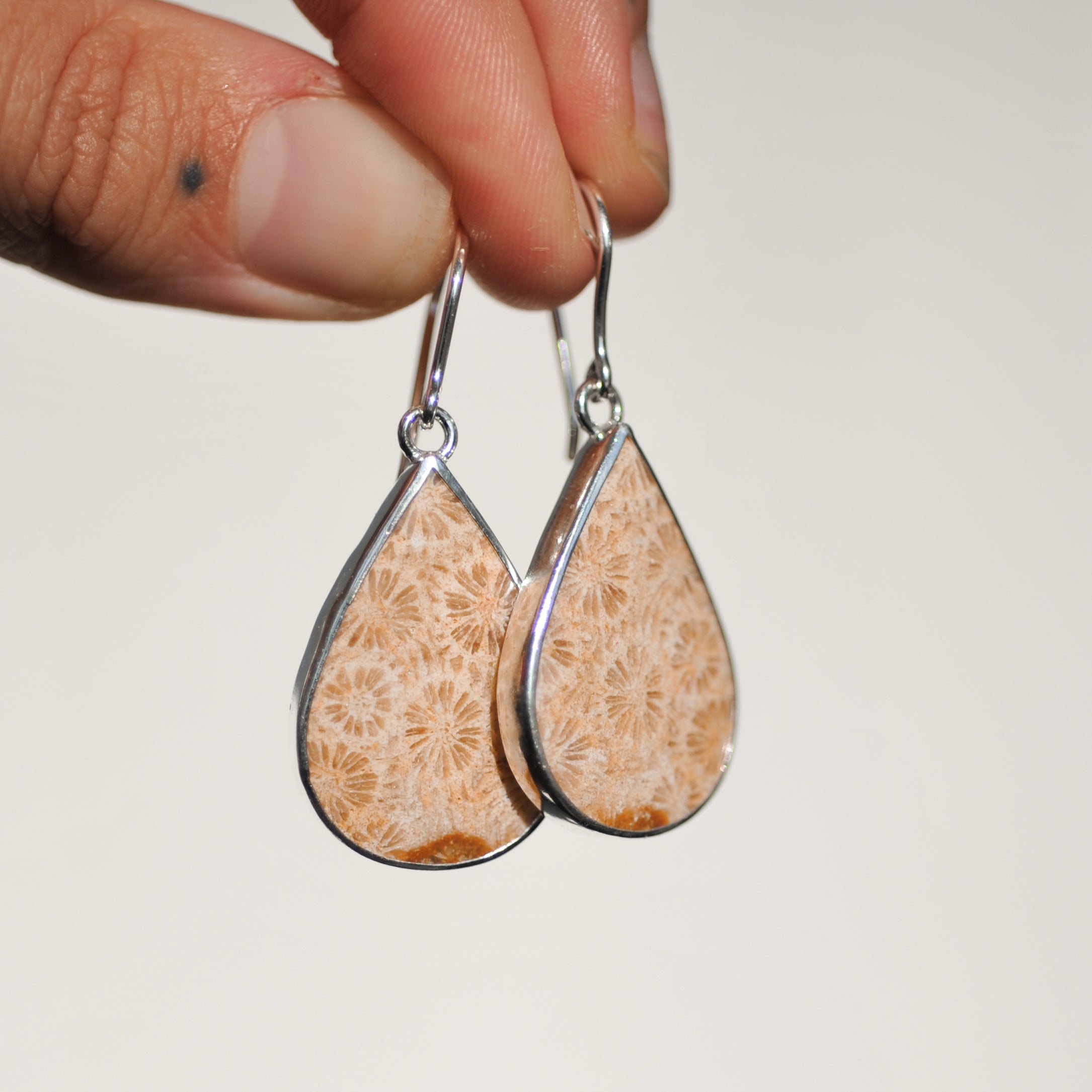 Fossilised Coral Earrings