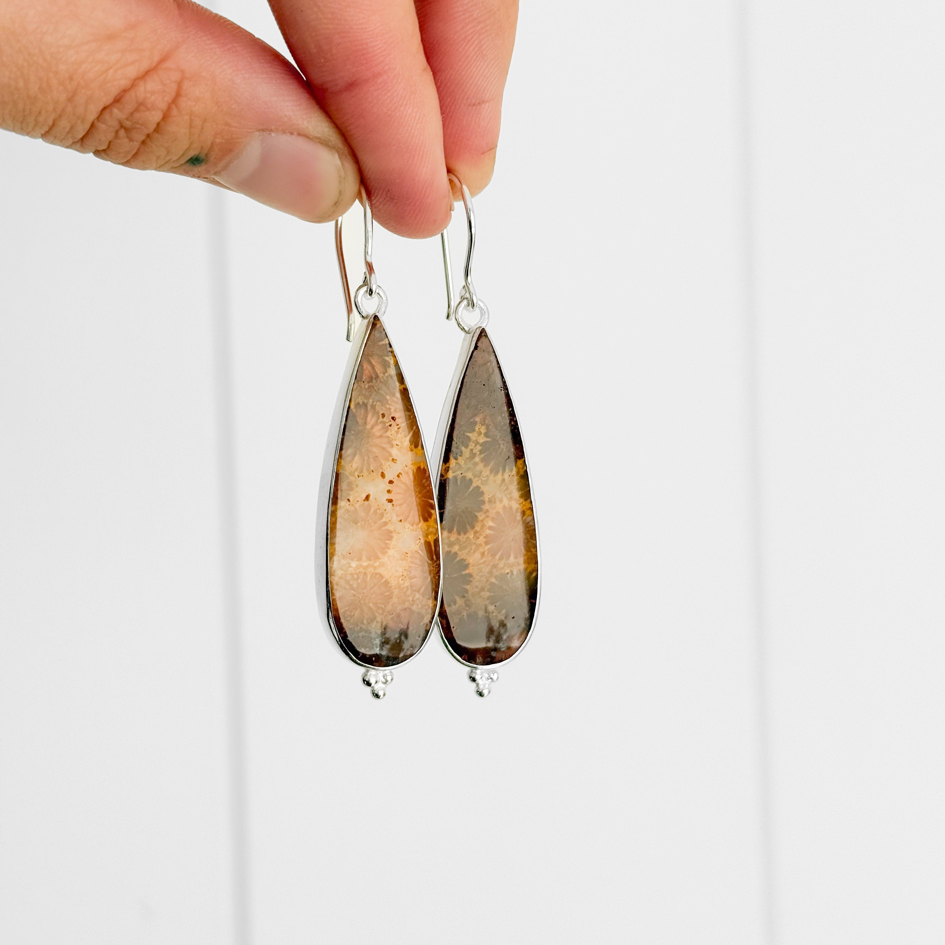 Fossilised Coral Earrings