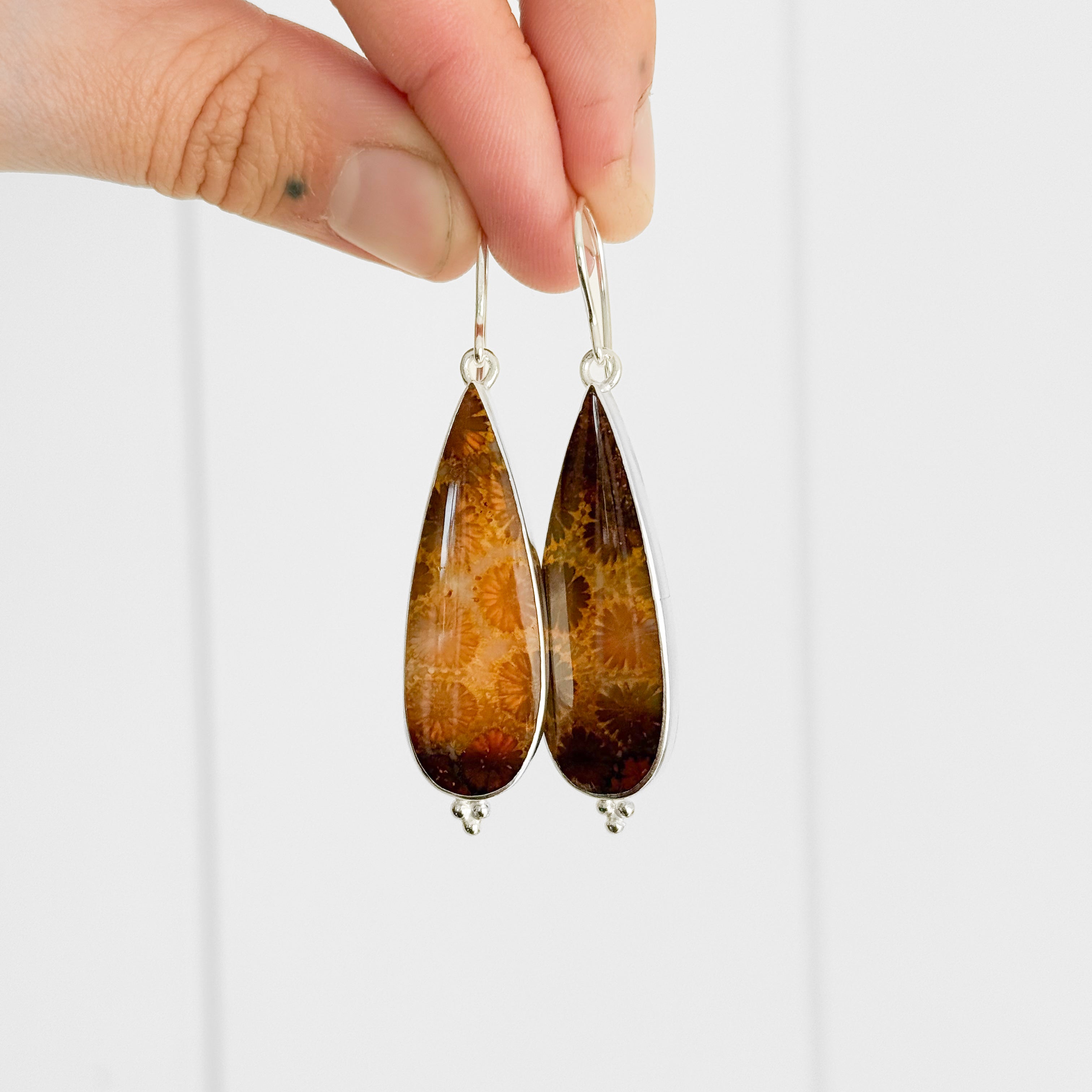 Fossilised Coral Earrings